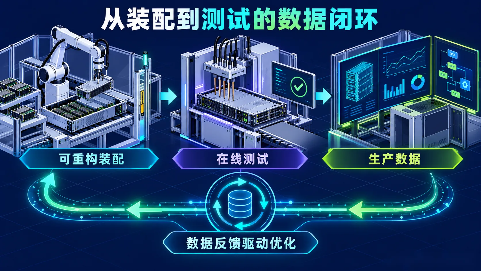 序列号贯穿物料、机器人、检测和电测的数据链示意图