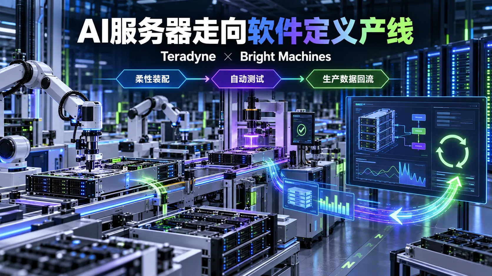 AI服务器柔性装配与测试产线示意图