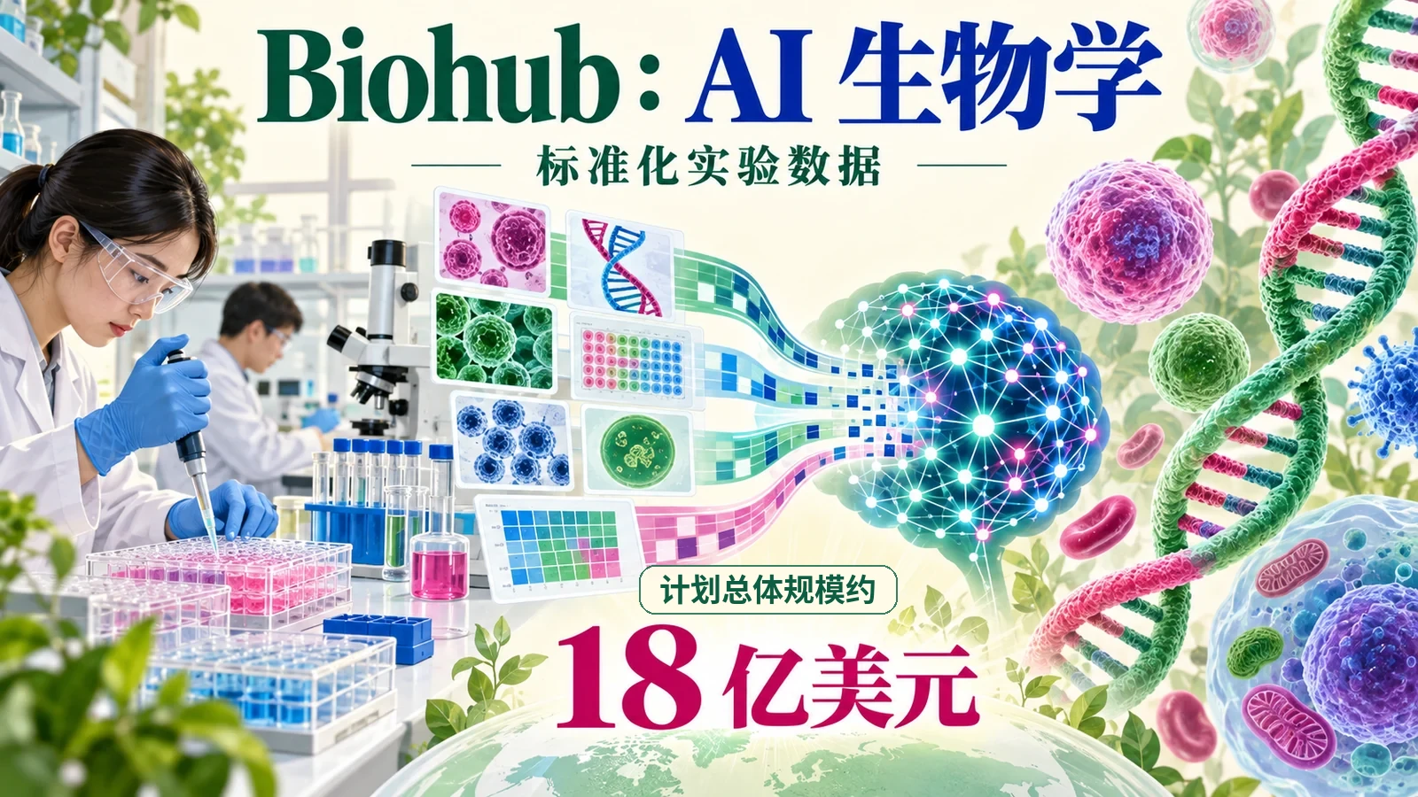 18亿美元买的不是一个生物大模型：Biohub的数据计划该怎么看——封面信息图（概念示意）