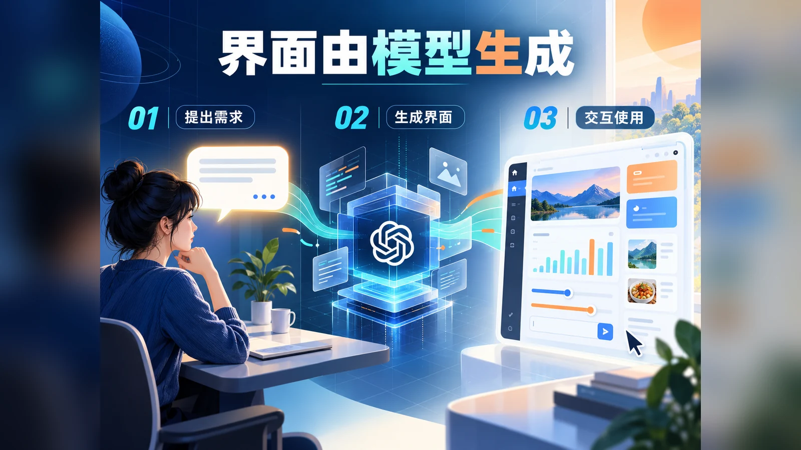 聊天框开始长出按钮：GPT-6的Intelligent UI，难题在“能不能放心点”——正文信息图（概念示意）