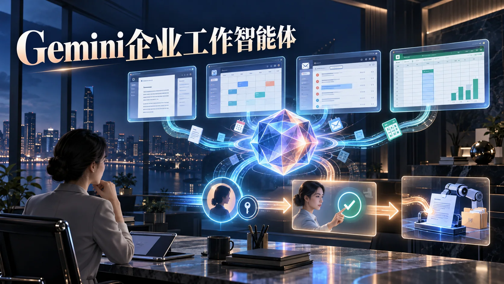 Gemini工作智能体进企业：先把执行边界说清楚——封面信息图（主题示意）