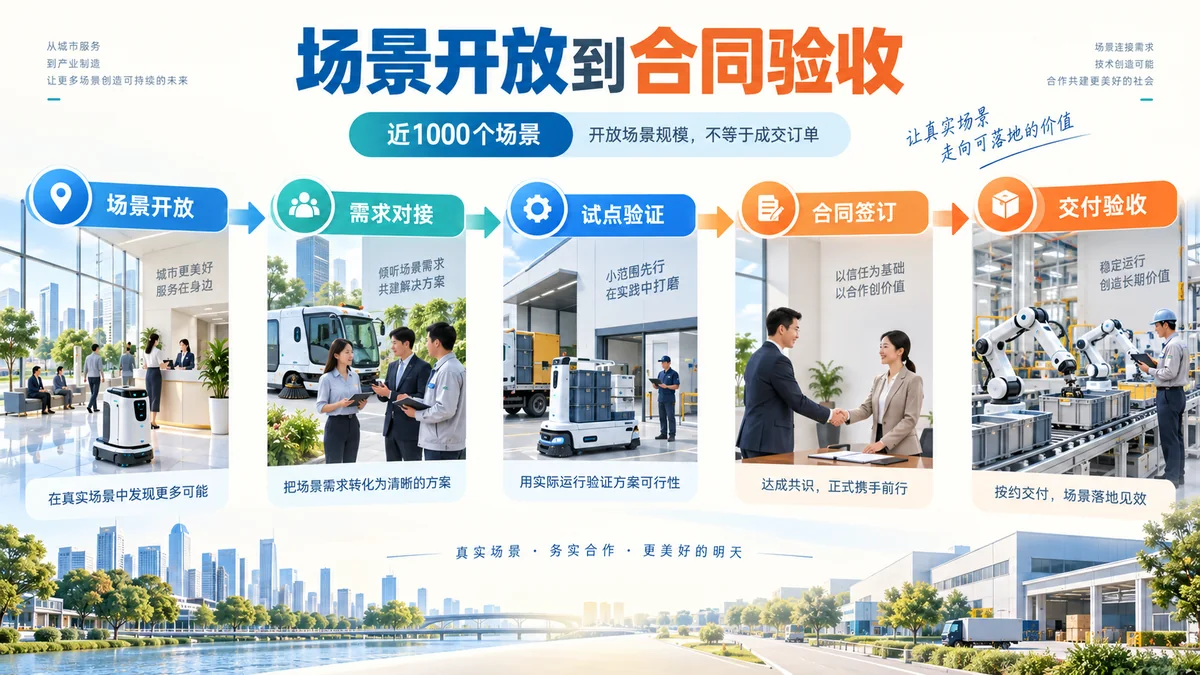 工厂、医院及公共服务机器人场景转化为采购验收任务书的概念示意