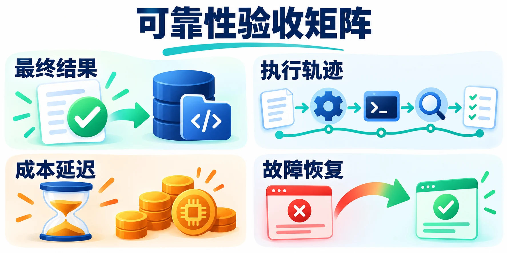 智能体任务验收矩阵：最终结果、工具轨迹、成本延迟和故障恢复