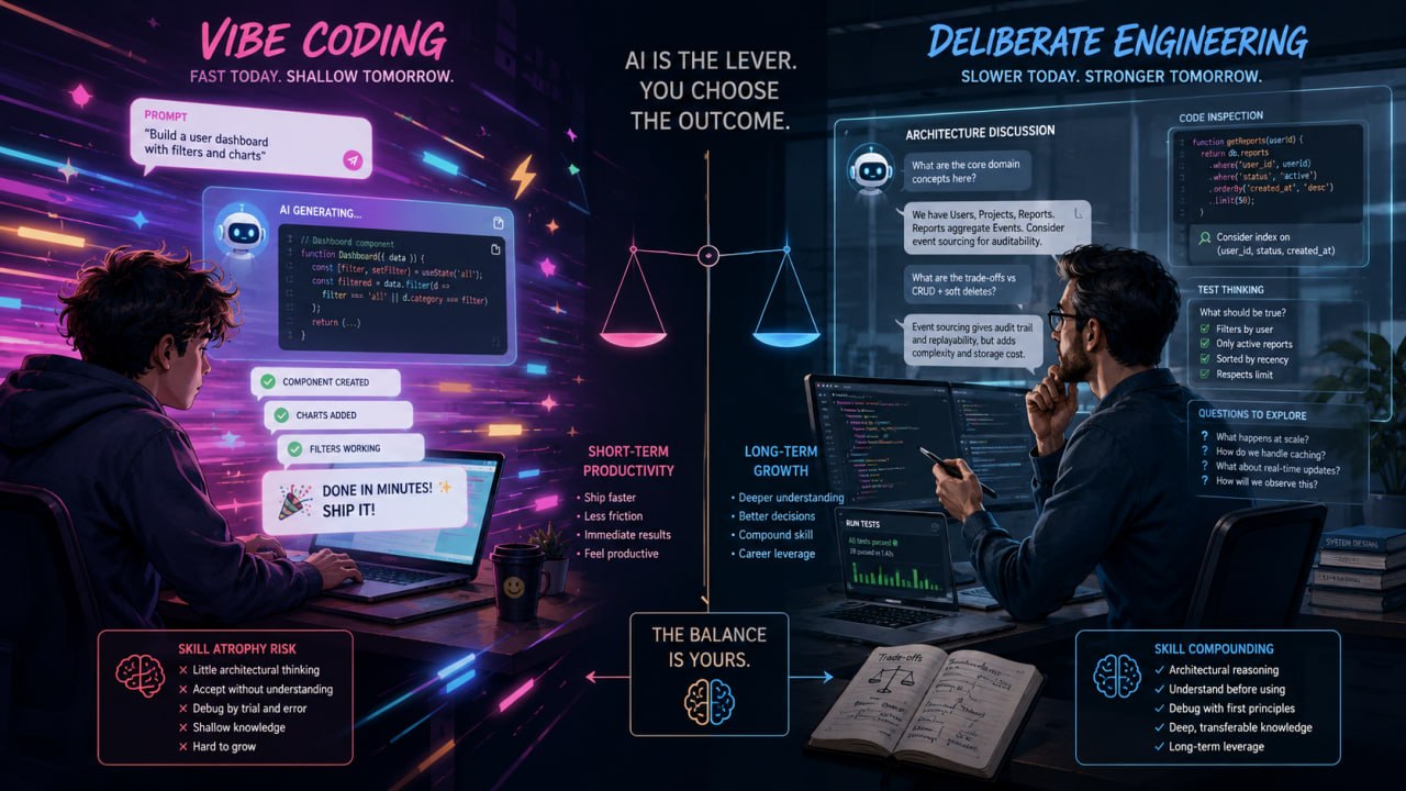 AI 编码与程序员能力风险示意图