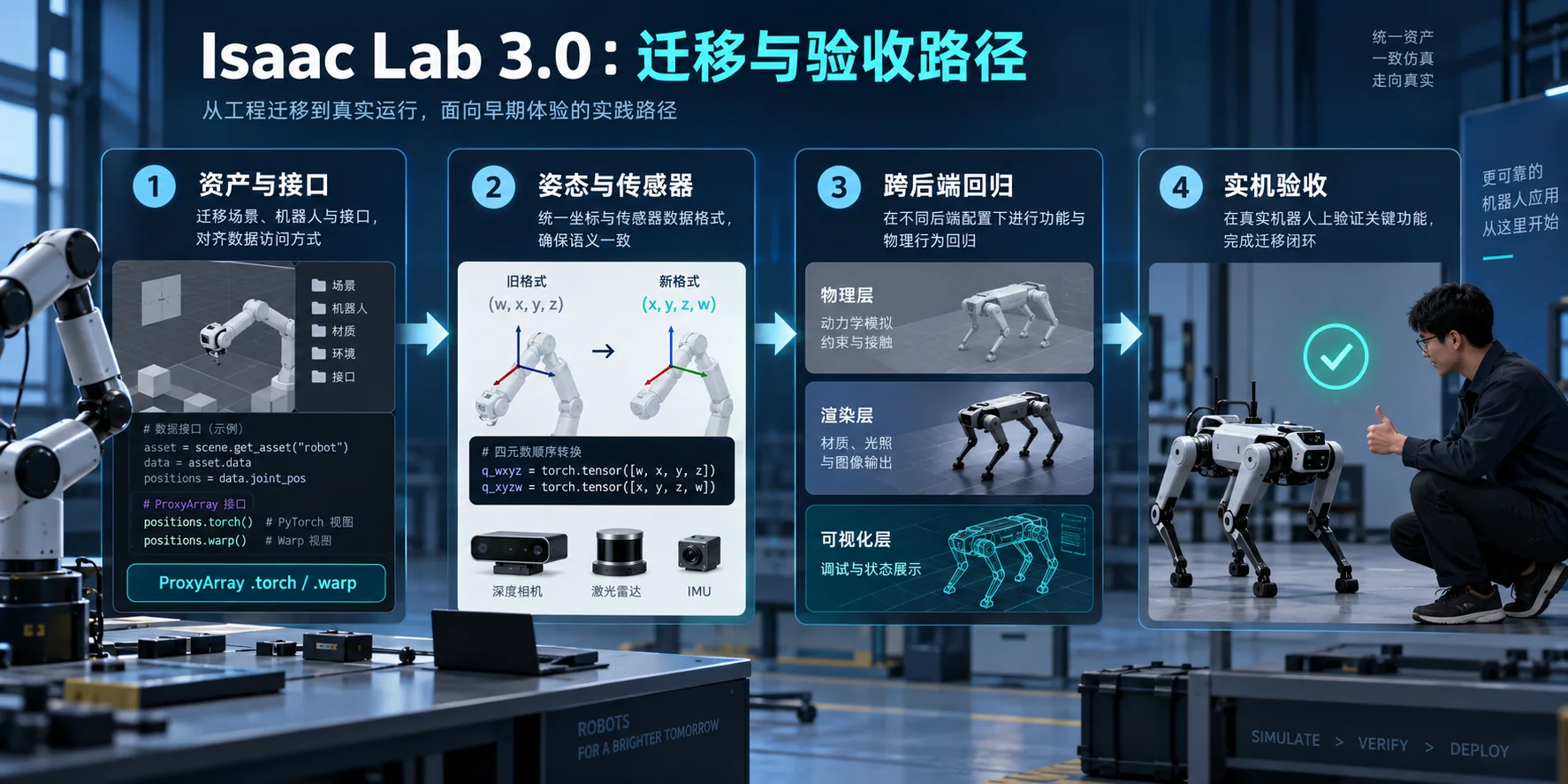 Isaac Lab 3.0迁移的接口检查与跨后端验证流程