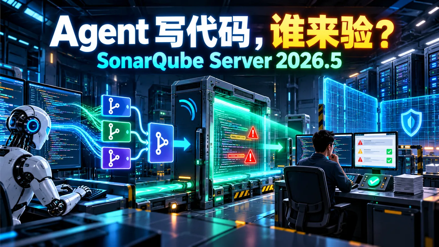 SonarQube Server 2026.5 自管环境 Agent 生成代码独立验证横版信息海报