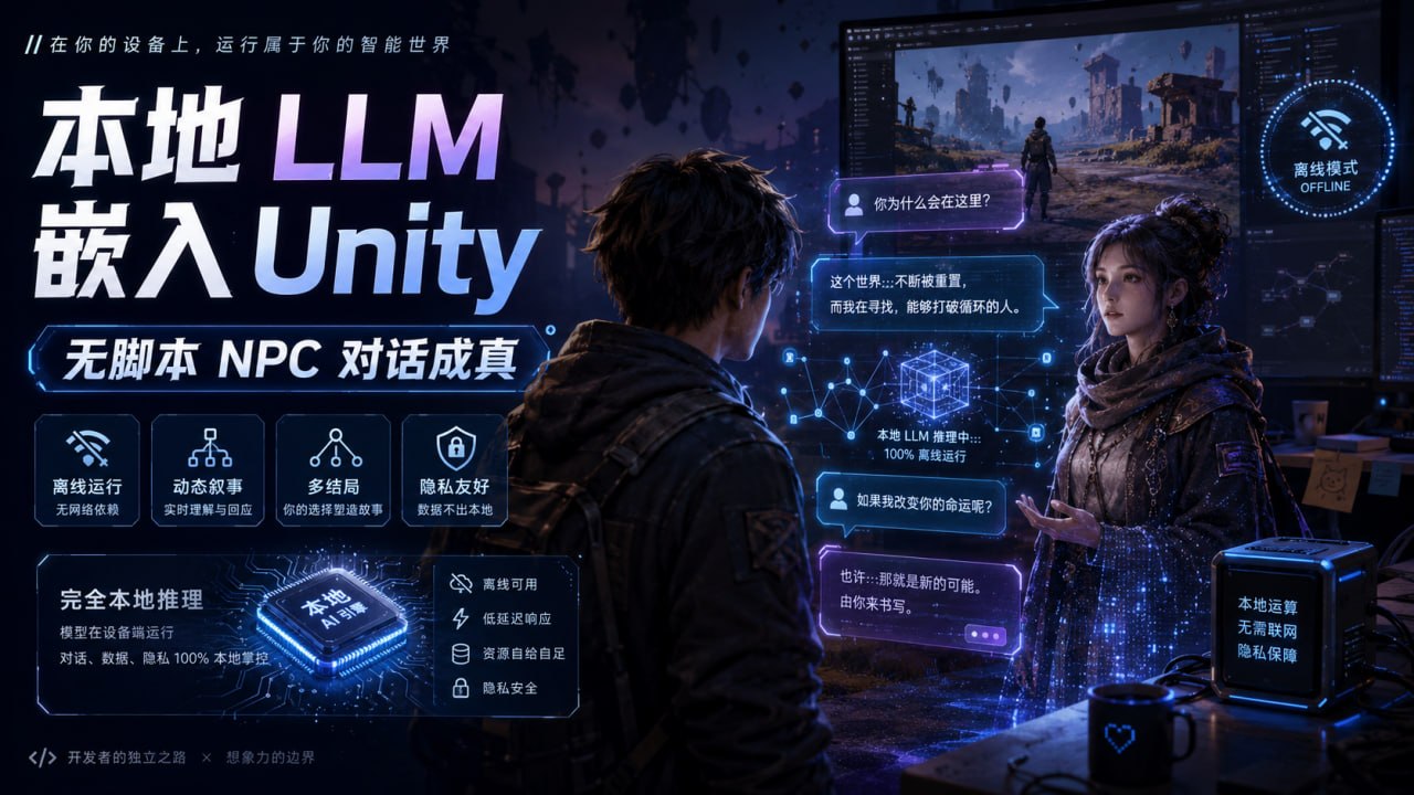 本地 LLM 嵌入 Unity 实现无脚本 NPC 对话