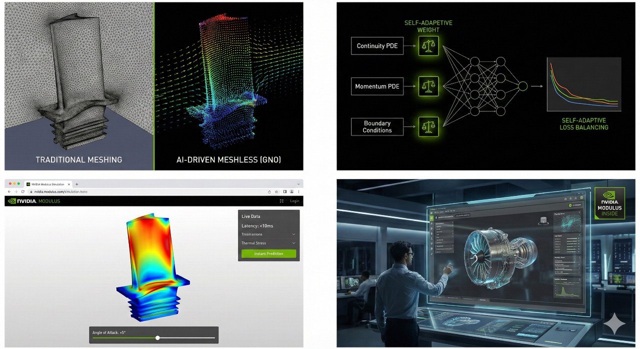 工业仿真对比图：传统数值仿真 vs AI 推断物理