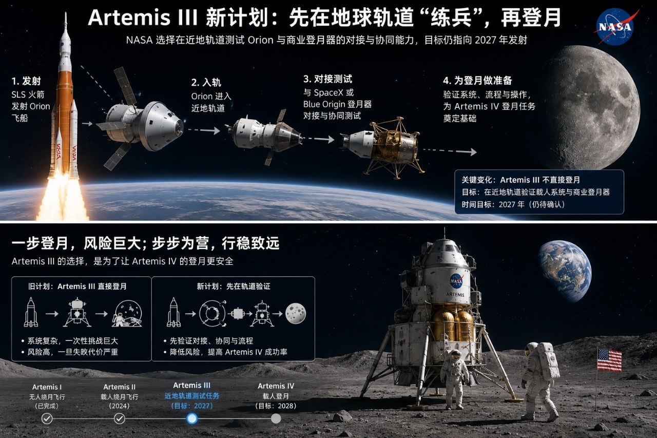 NASA 不敢一步登月了:Artemis III 改成近地轨道大考