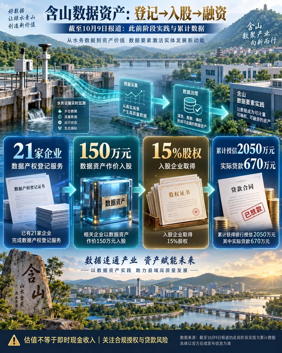 含山数据资产实践：作价入股之后怎么核算收益——主题示意信息海报