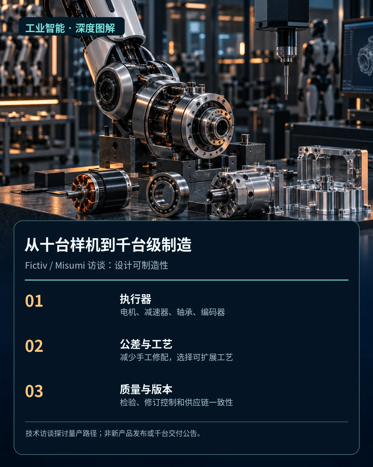 人形机器人从样机到千台：公差与质量体系先过关——主题示意信息海报