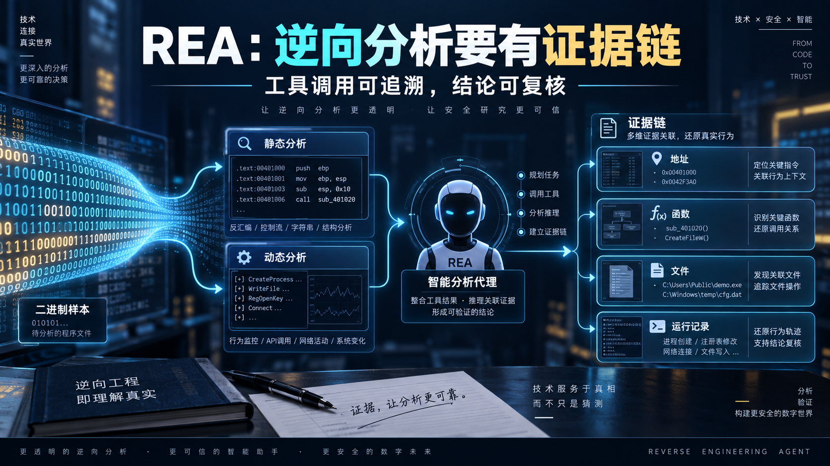 REA逆向分析智能体：企业怎样审计工具调用——独立封面信息海报