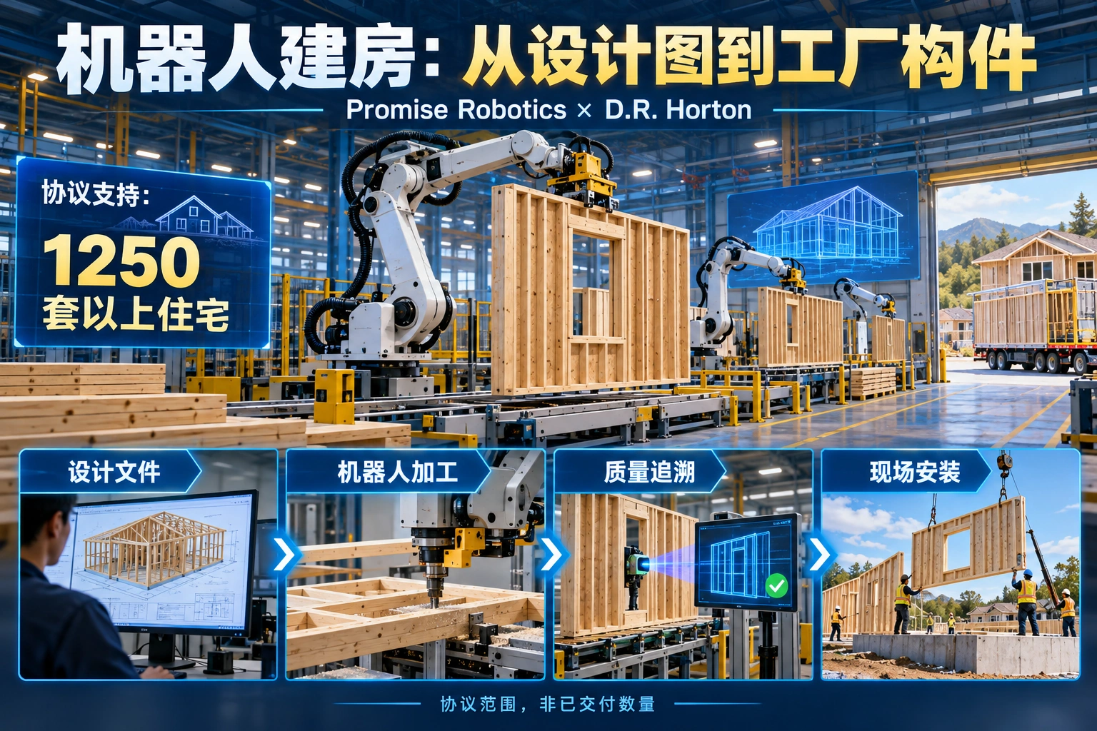 住宅构件机器人制造与现场安装流程封面概念示意图