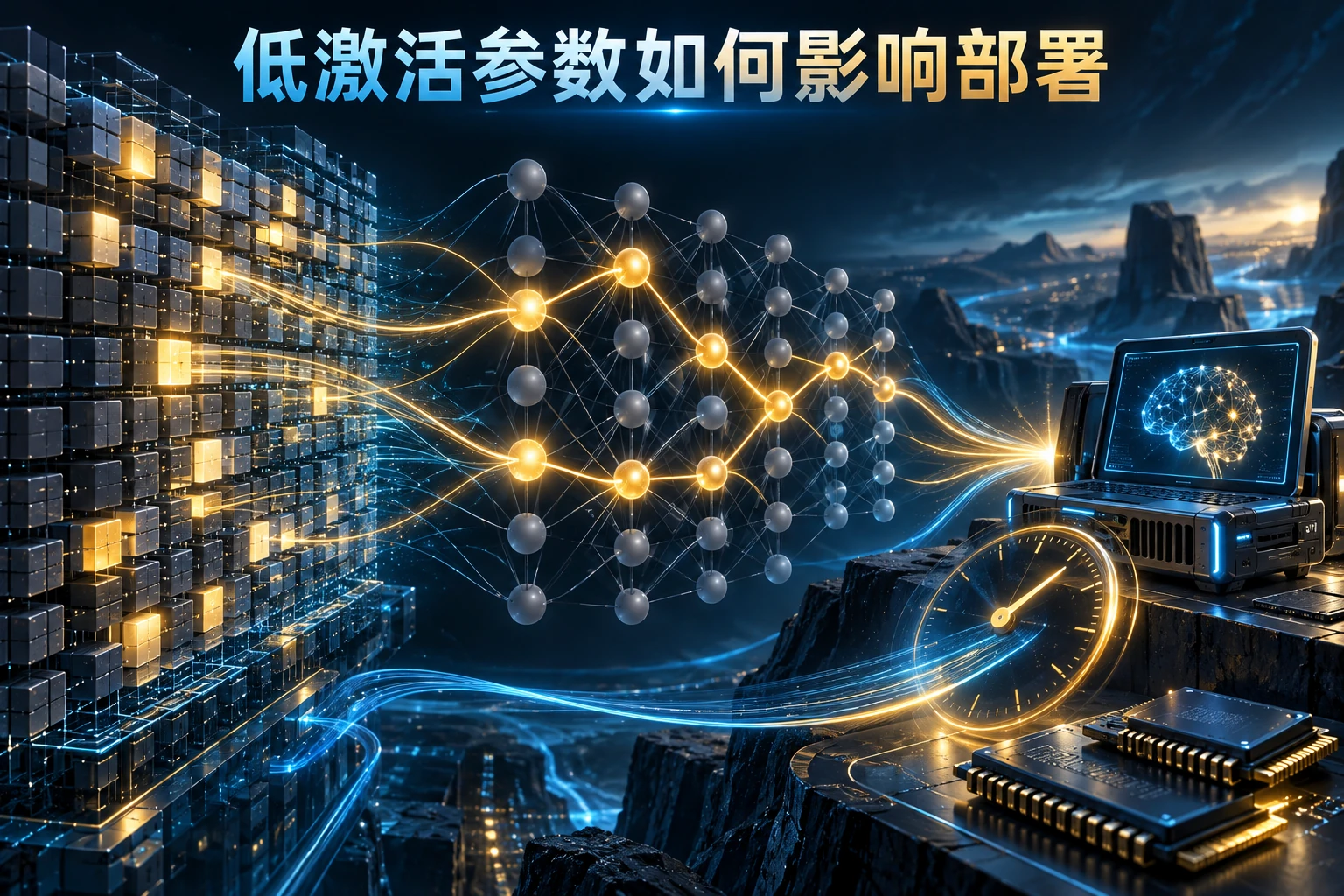 模型激活路径与边缘部署的示意图