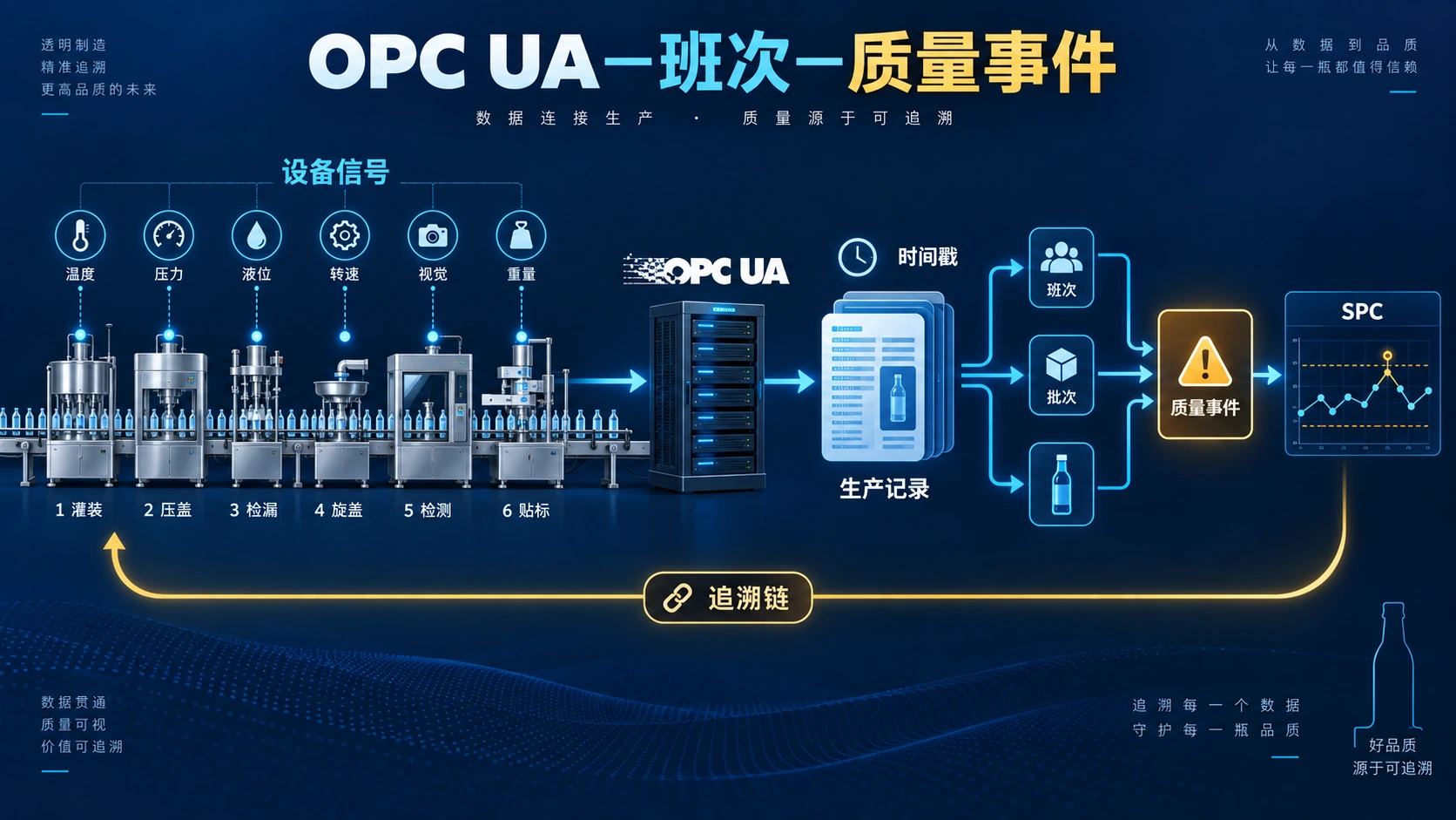 FactorySemantics MES 0.3.0：从仿真 OPC UA 到可追溯质量事件，先建立数据口径工程方法示意图