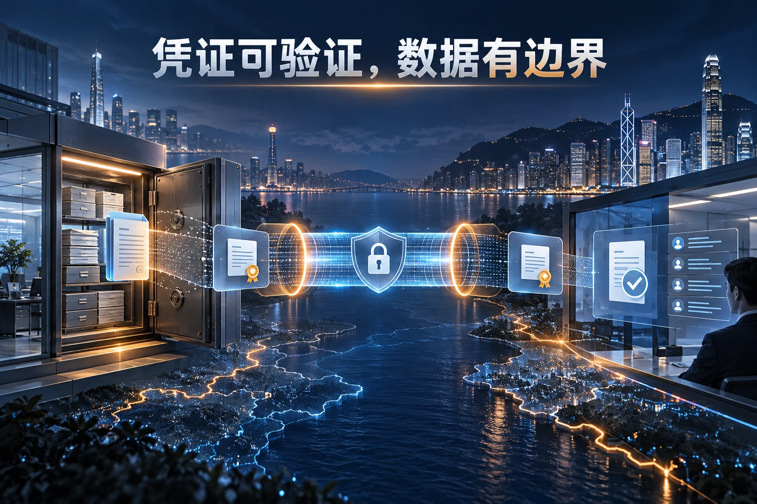 跨境文件指纹验证机制示意图