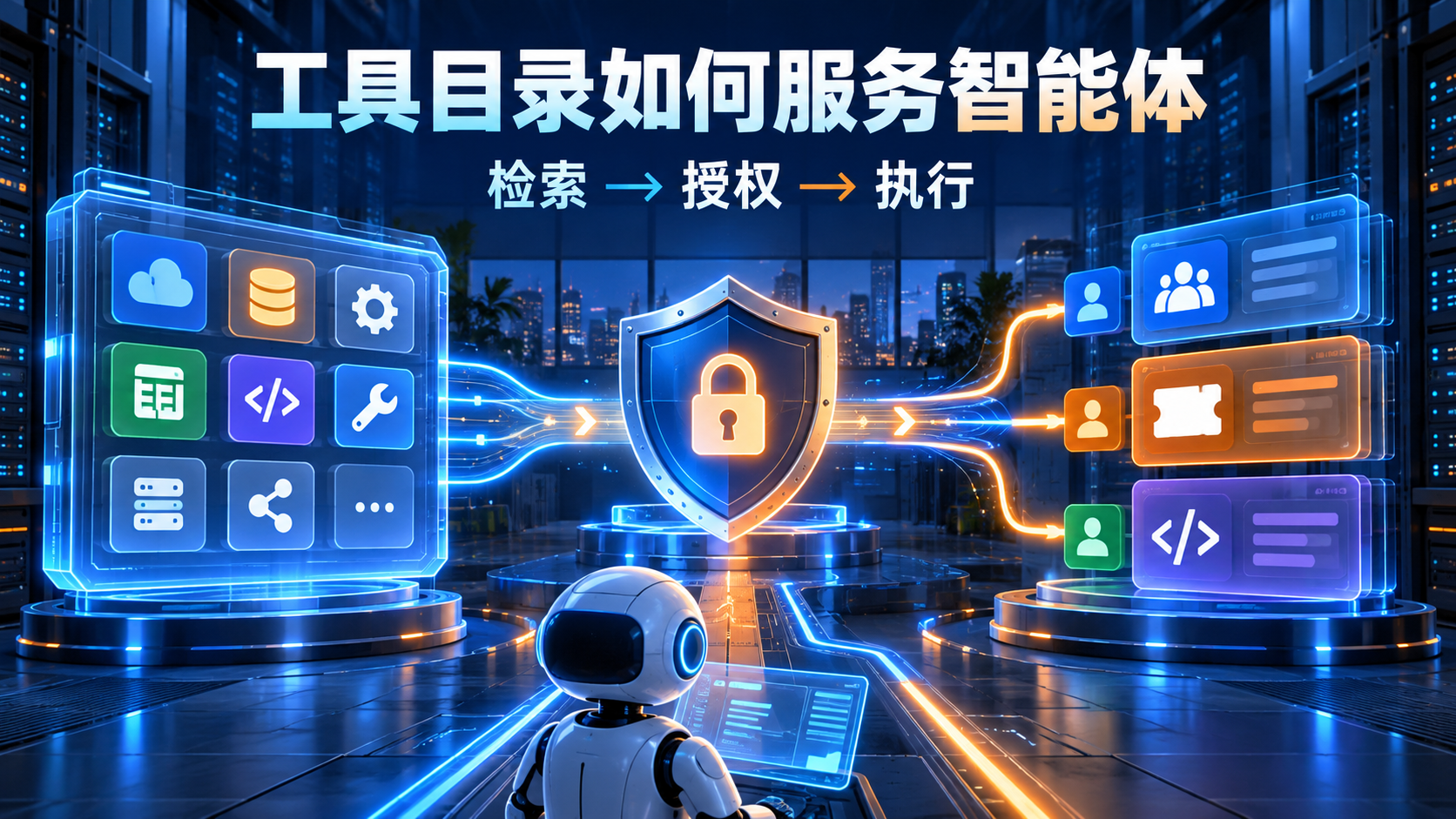 智能体接入上千工具后，先算清“找工具”这笔账工作流程概念示意