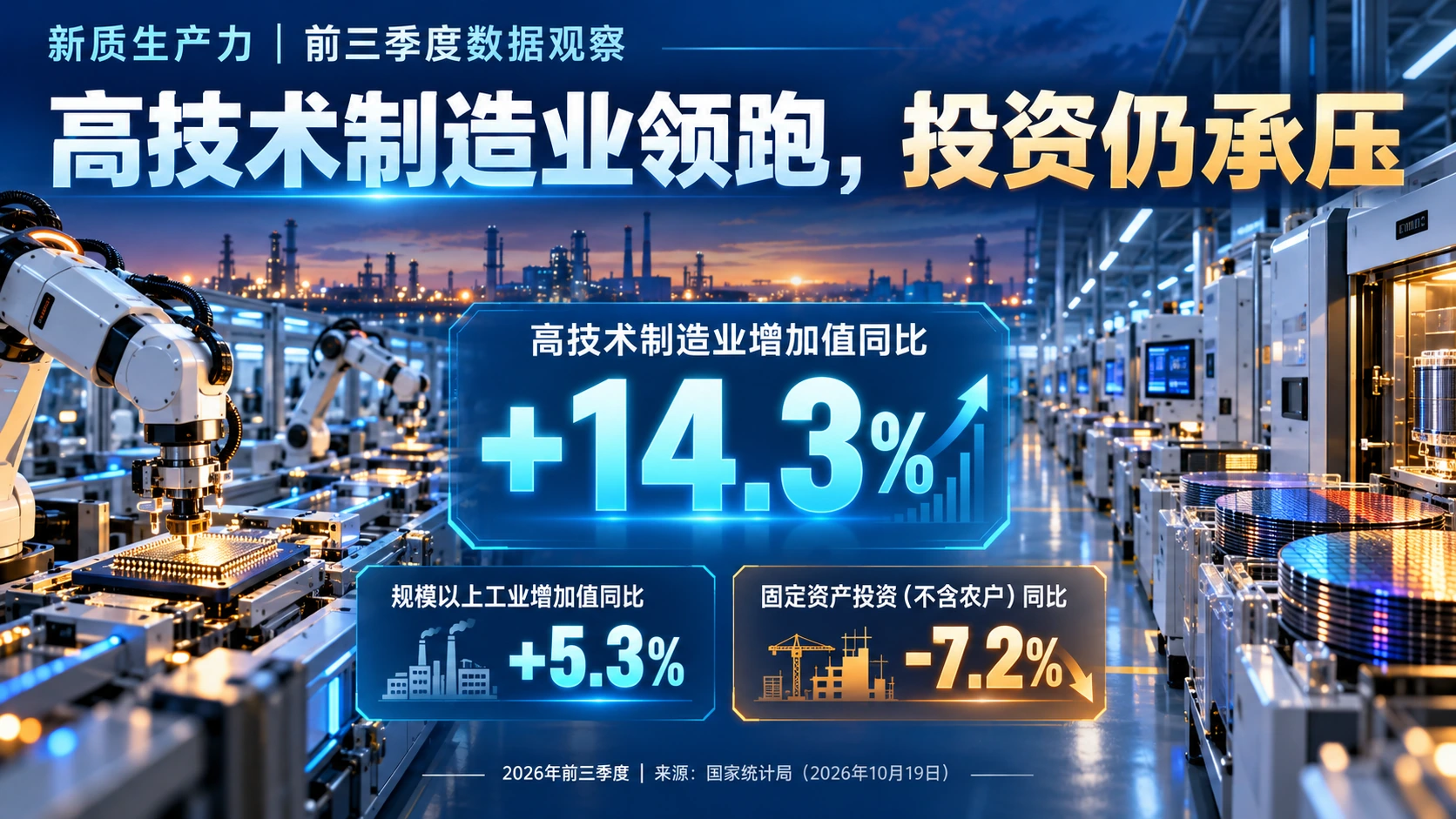 高技术制造业增长14.3%，一张订单要过几道关：独立封面信息海报