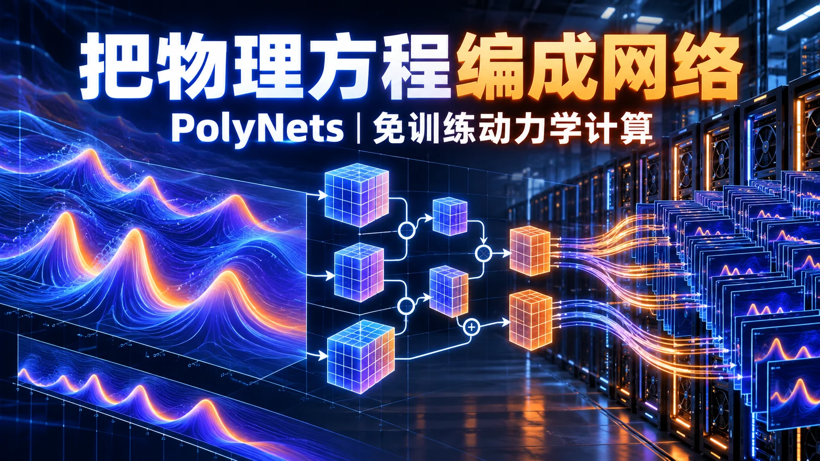 把已知方程编成张量图：PolyNets给仿真团队出的算力题：独立封面概念信息海报