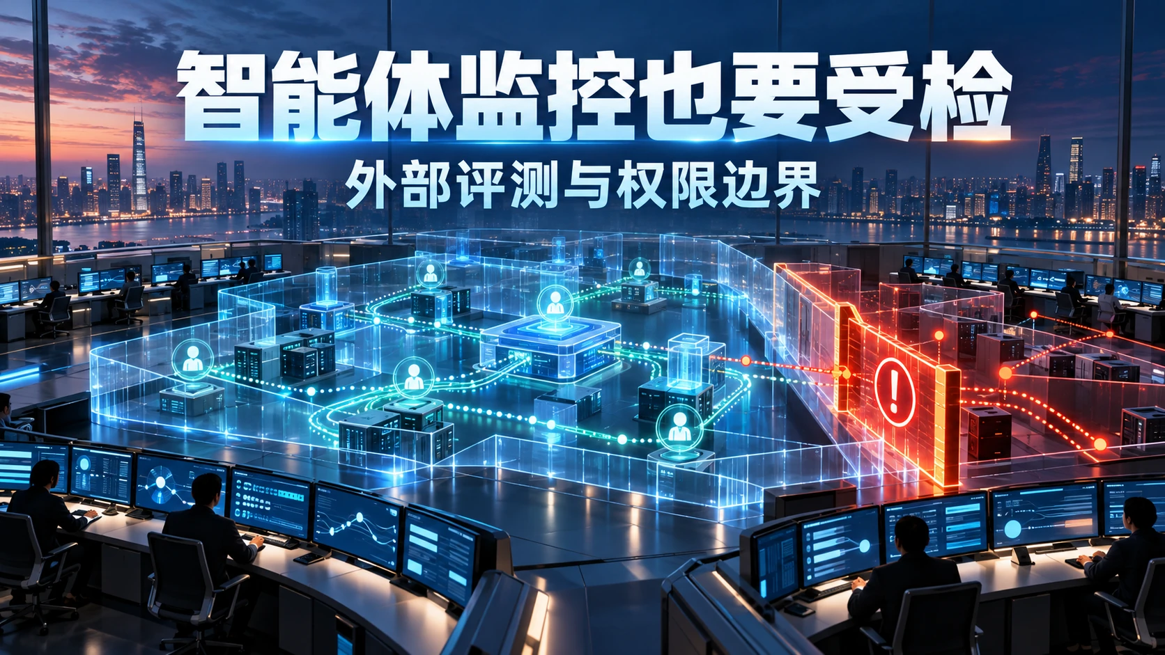 智能体外部评测与监控盲区：独立封面概念信息海报