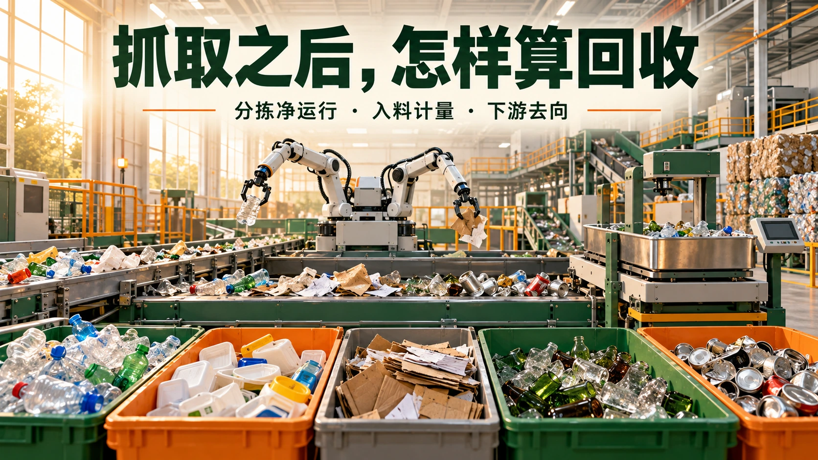 垃圾分拣线计量和再生料去向的独立概念图,不代表实际项目台账