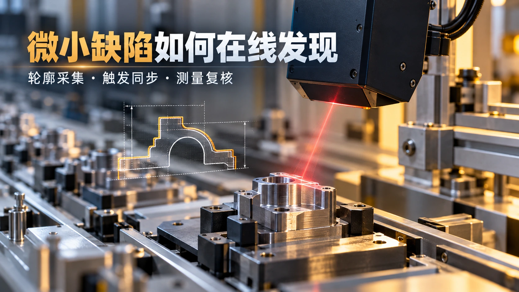 激光轮廓仪在线检测微小表面缺陷的独立概念图