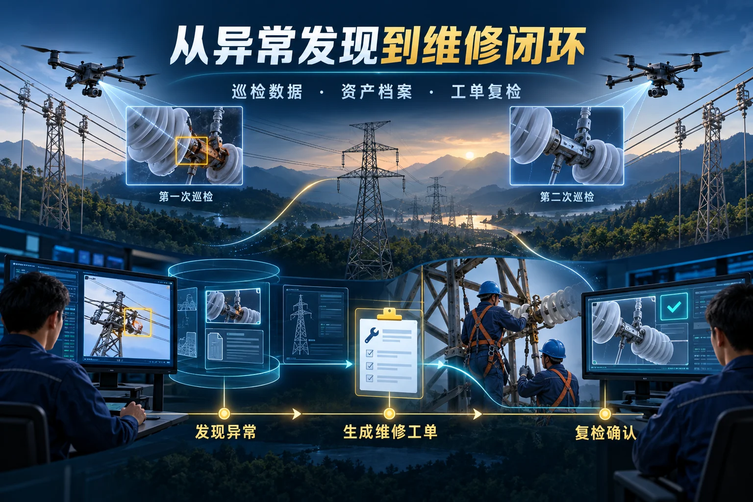 工业智能生产或巡检流程概念图