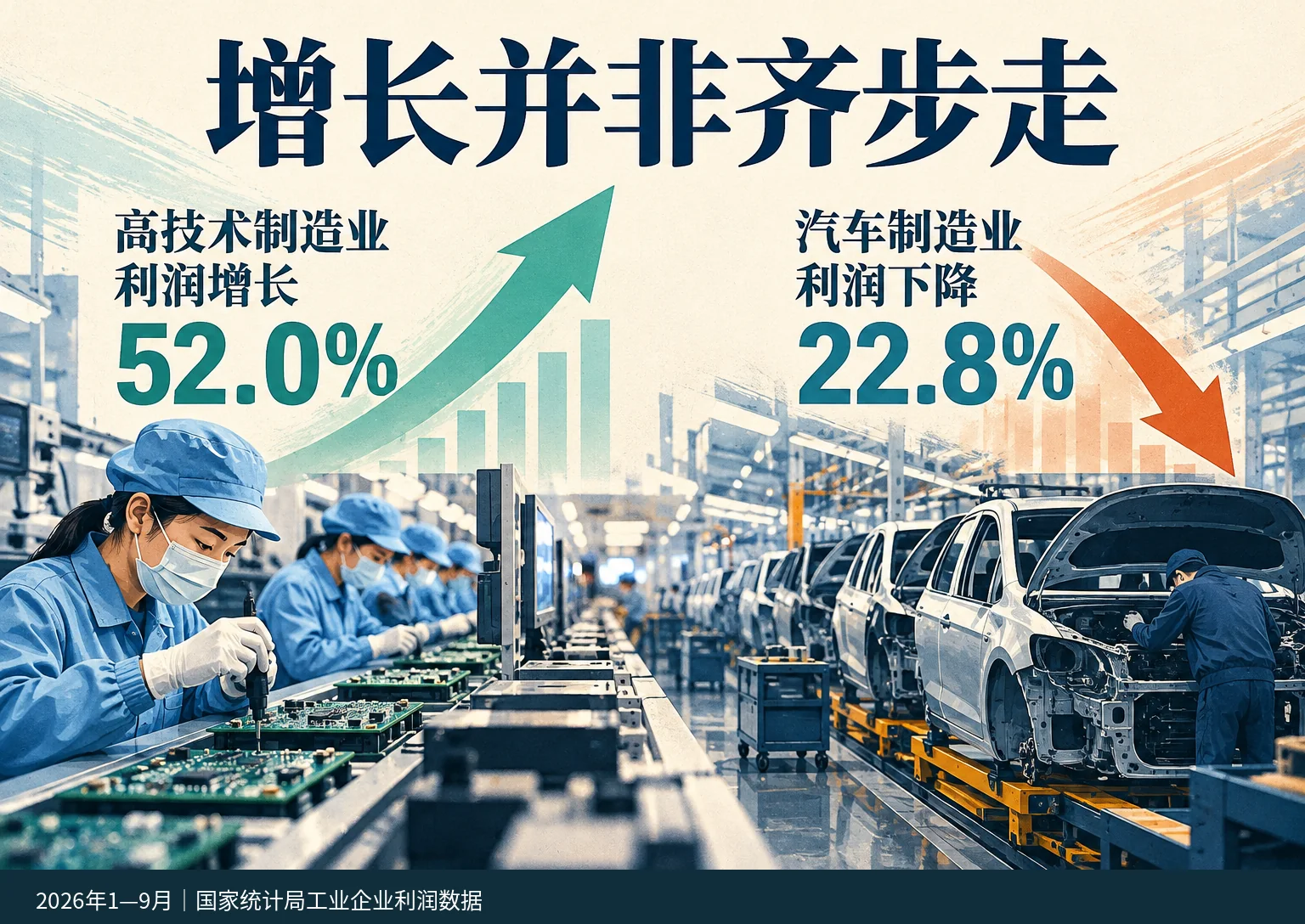 高技术制造业和汽车制造业利润变化对照海报