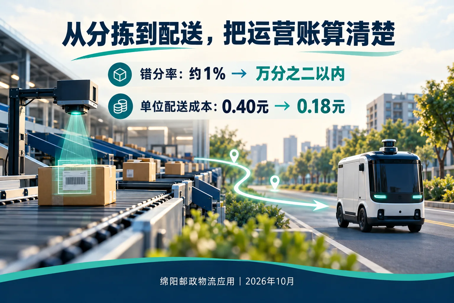 六面扫描、地址识别与动态路线规划流程海报