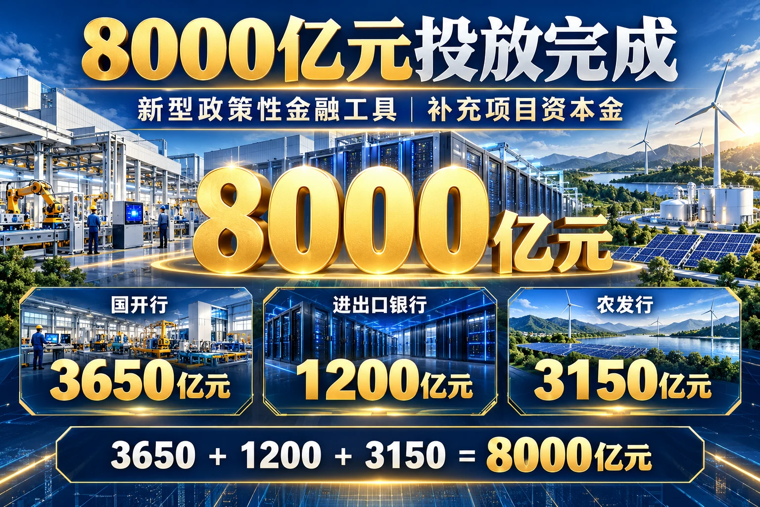 8000亿元政策性金融工具投放完成：新兴产业投资如何获得资本金支持？封面信息海报