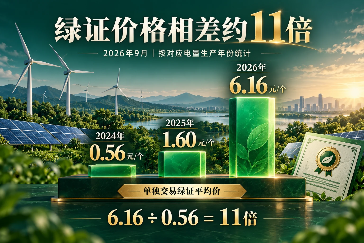绿证价格最高相差11倍:从9月最新数据看中国绿色电力市场的变化封面信息海报