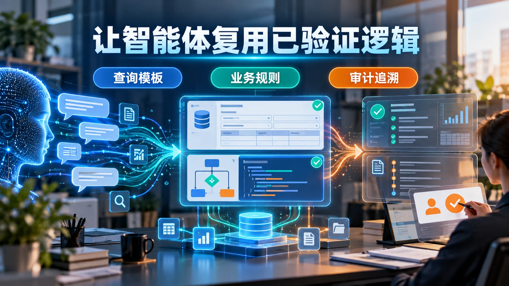 已验证查询与逻辑在企业数据工作流中的位置概念配图