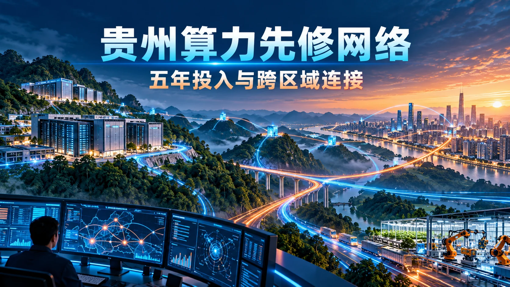 贵州算力网络与跨区域低时延连接概念图封面示意