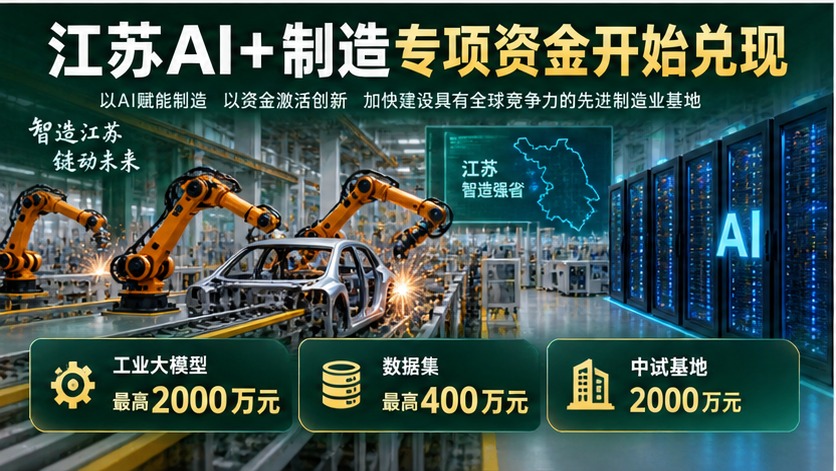 江苏AI制造专项资金开始兑现