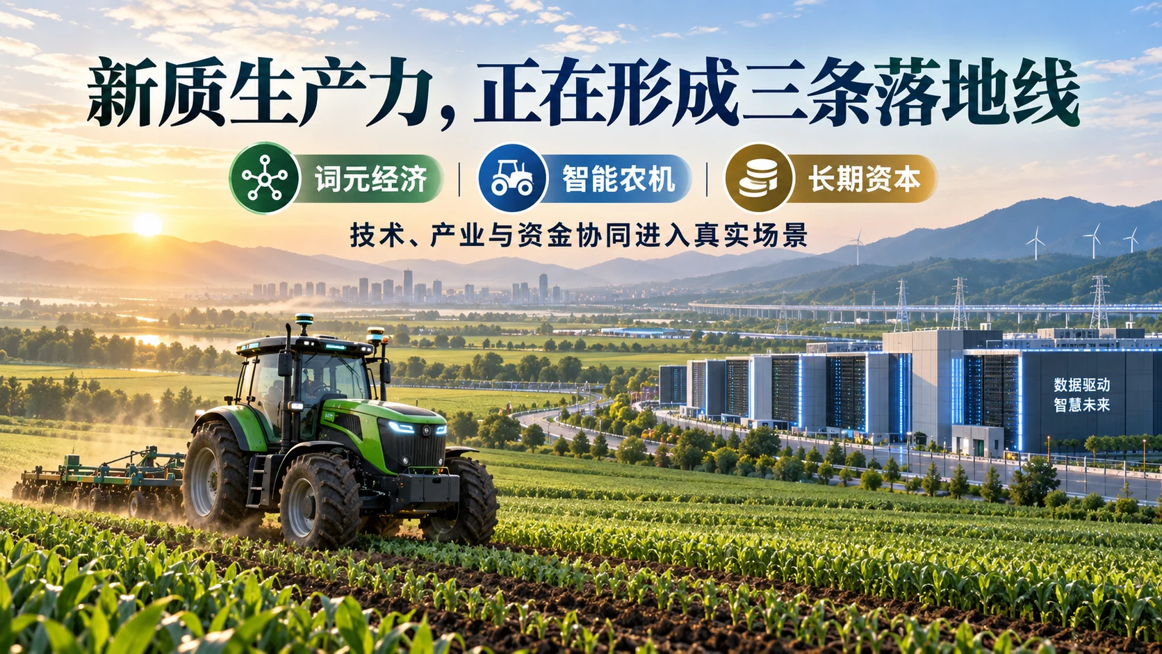 新质生产力三条落地线图文海报