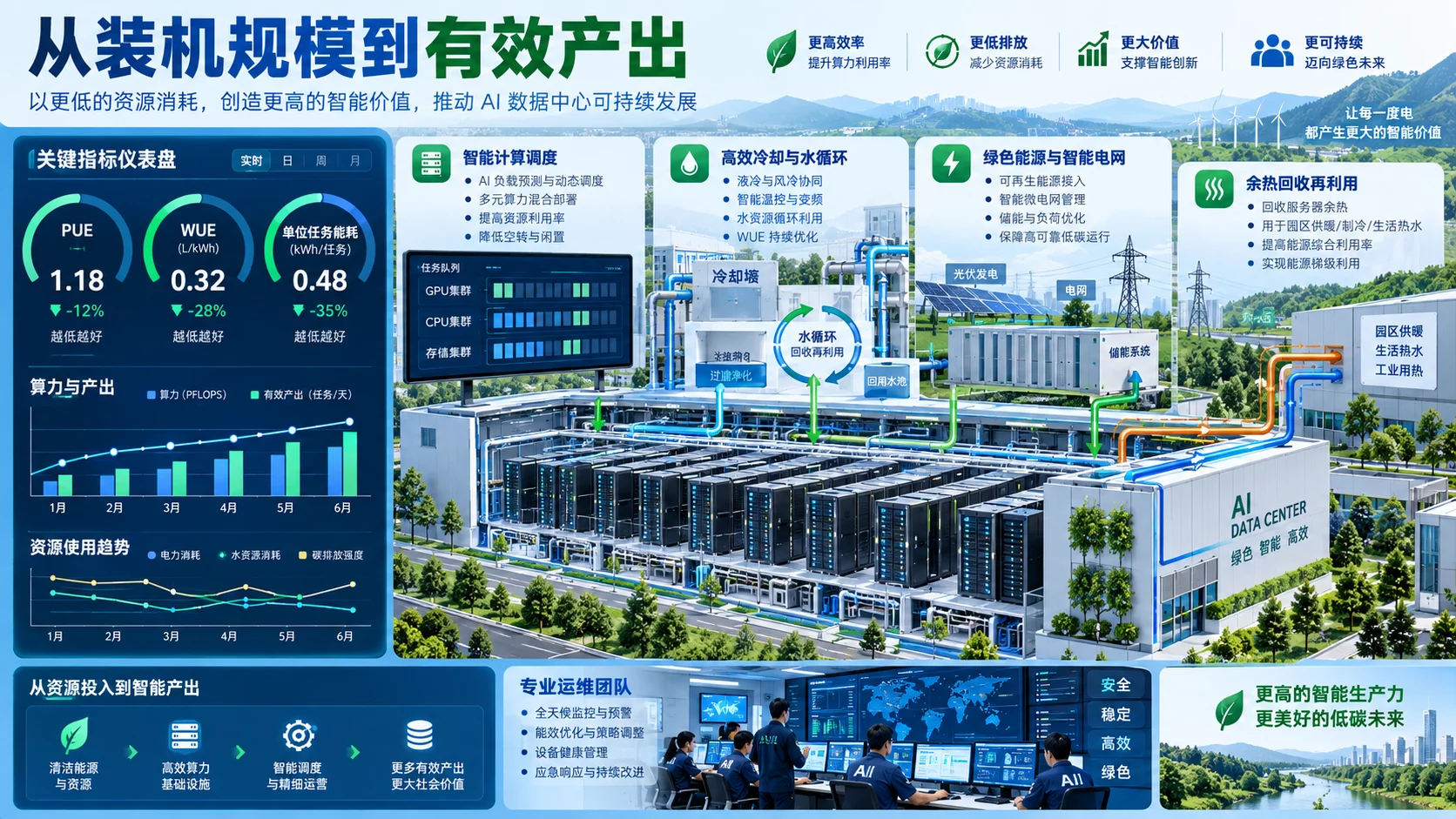 AI数据中心效率治理信息海报要点图文海报