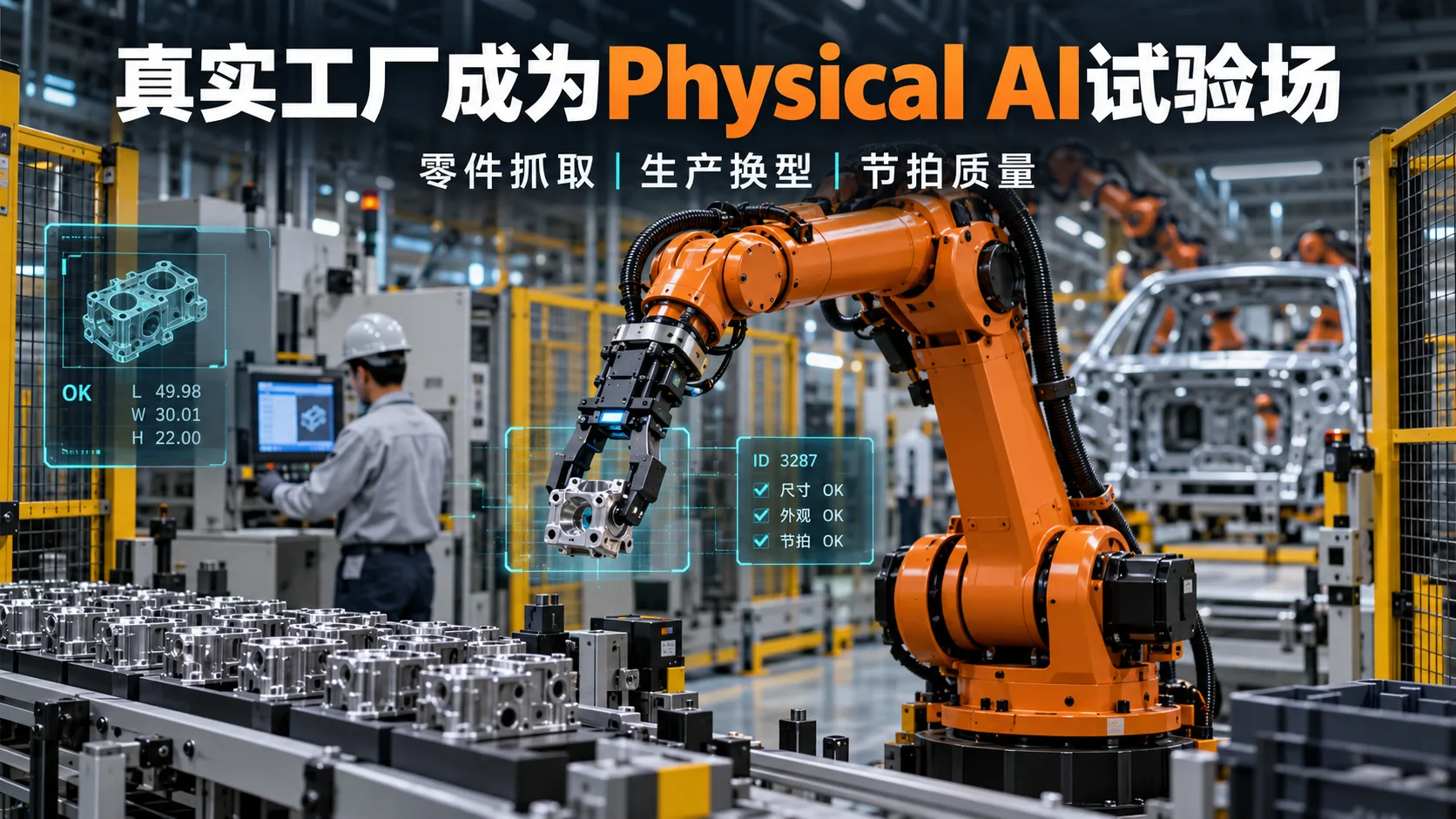 工厂先做客户：Hitachi与FANUC的Physical AI要过哪些现场关独立信息海报（示意）
