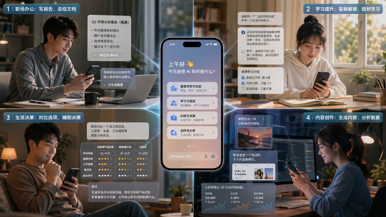 AI在职场、学习、生活决策、内容创作中的应用