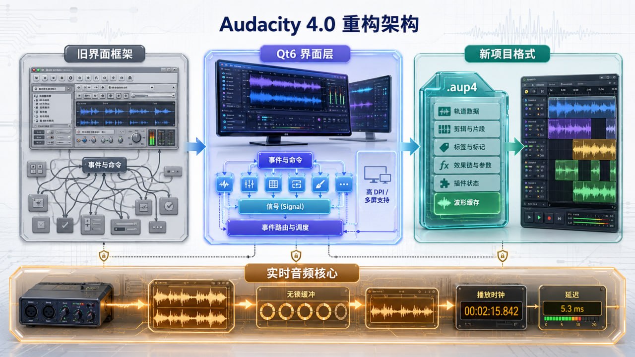Audacity 4.0 为何选择 Qt6：一次开源桌面软件“大换底盘”的工程代价