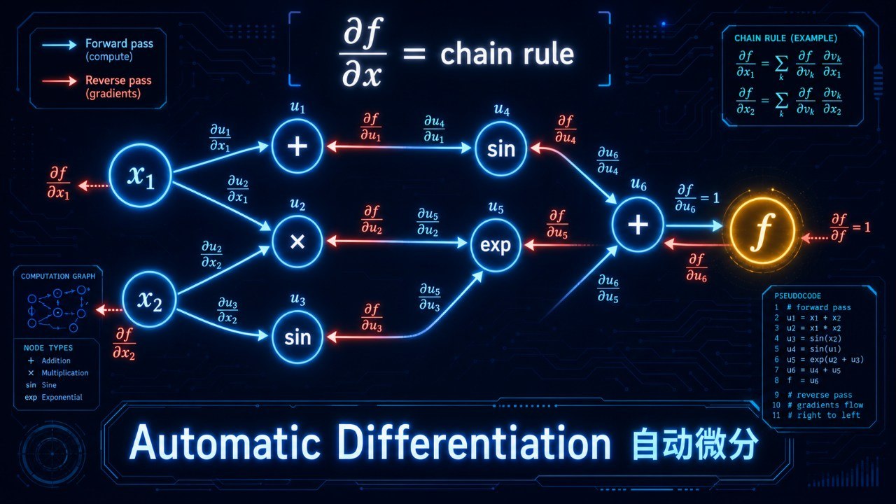 自动微分：链式法则的计算图实现