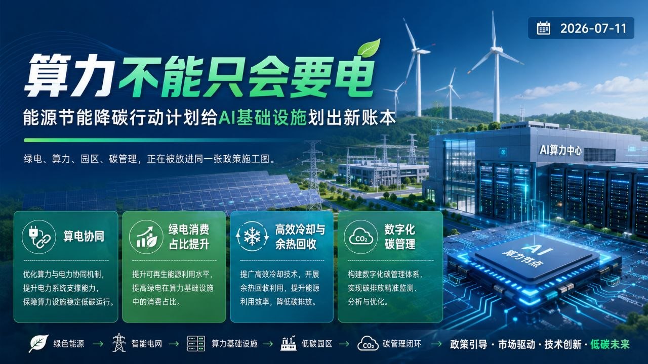 算力不能只会要电：能源节能降碳行动计划给AI基础设施划出新账本