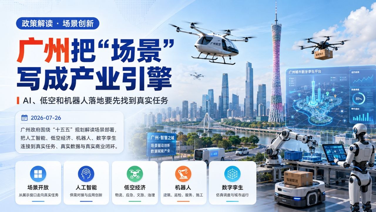 广州把场景写成产业引擎：AI、低空和机器人落地要先找到真实任务