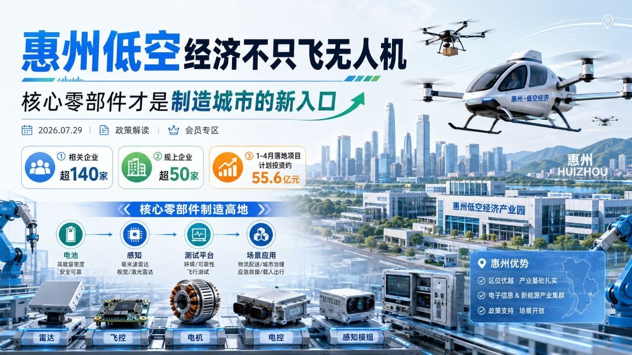 惠州低空经济核心零部件制造高地信息图