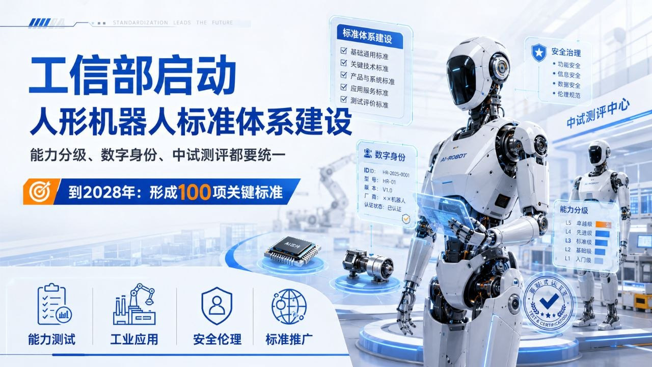 工信部启动人形机器人标准体系建设，到2028年形成100项关键标准