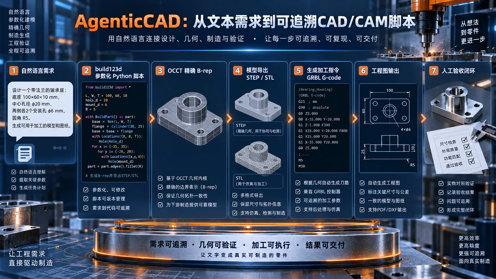 AgenticCAD 0.10.1：从文本需求到可追溯CAD/CAM脚本封面