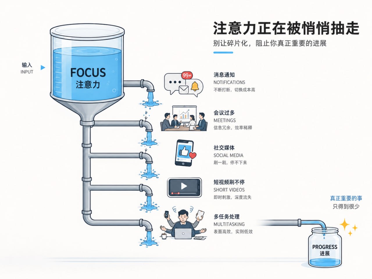 不是你不努力，而是注意力正在被“漏光”