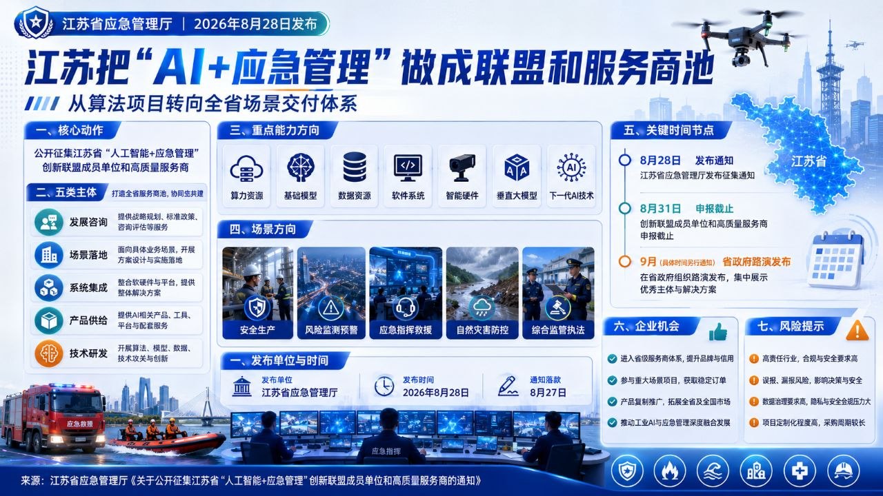江苏人工智能加应急管理创新联盟与高质量服务商征集要点