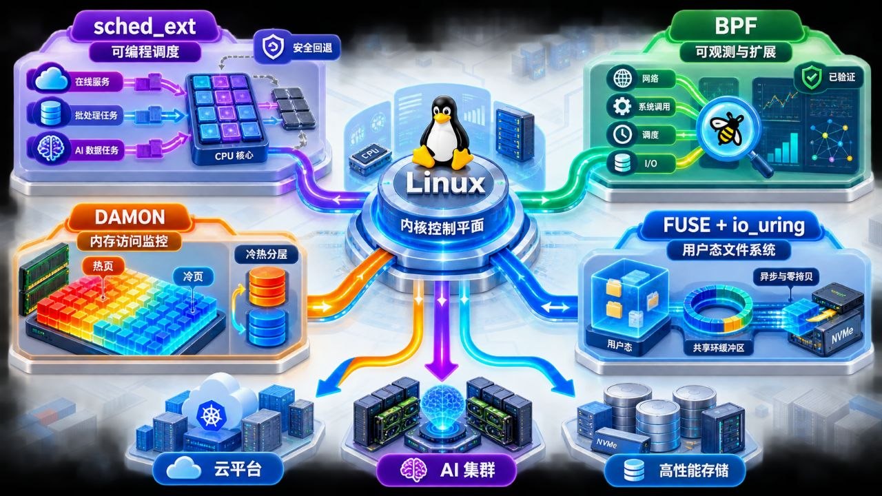Linux 7.3 合并窗口观察：内核正在为可编程调度与 AI 基础设施补课结构示意图