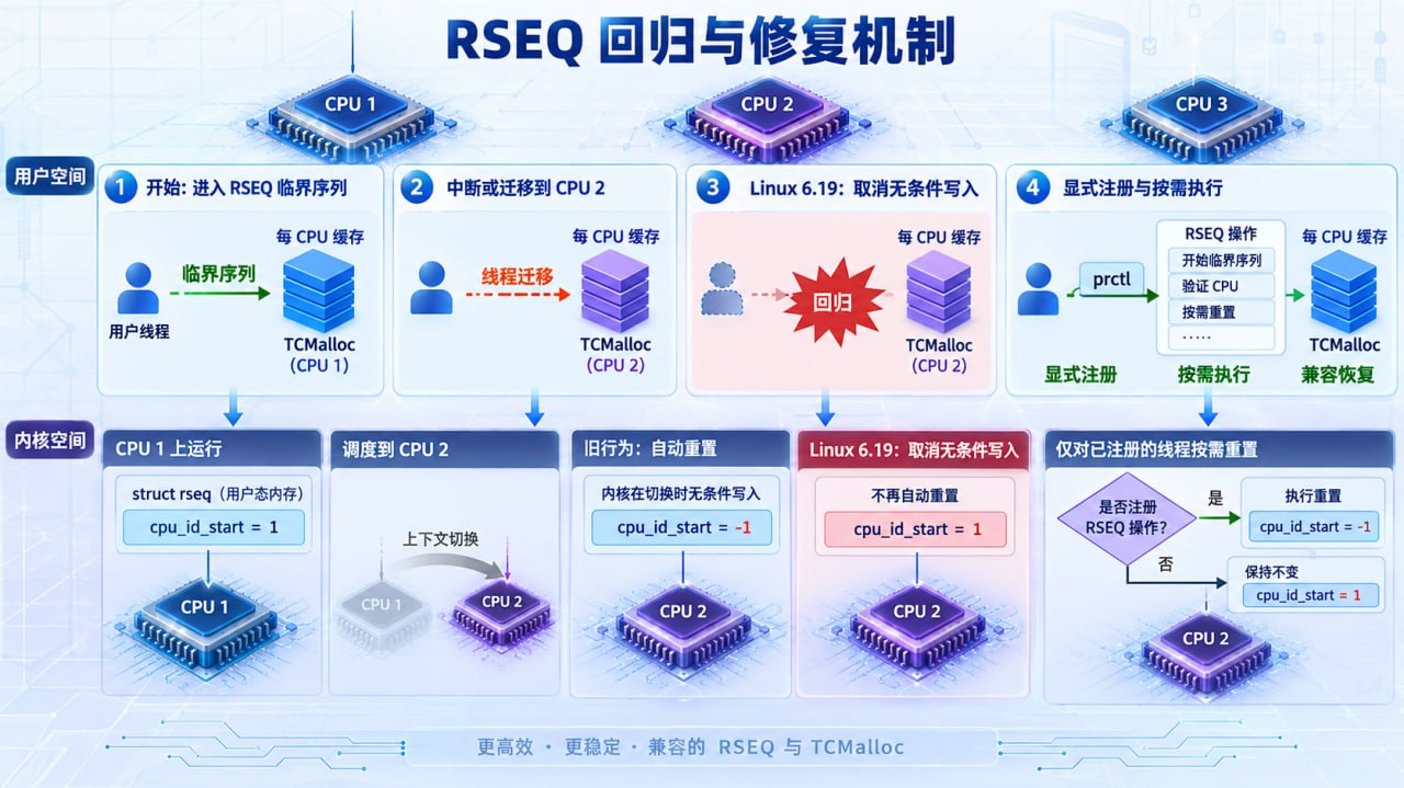 一个字段引发的内核回归：RSEQ、TCMalloc 与用户态 ABI 的边界