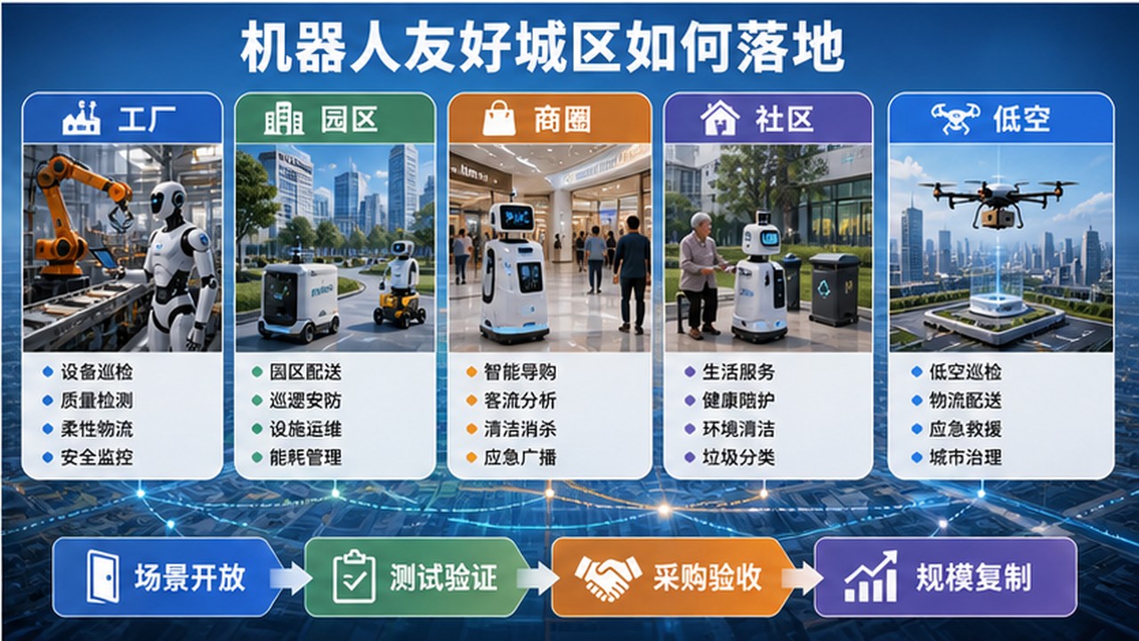 机器人友好城区落地路径：工厂、园区、商圈、社区和低空场景
